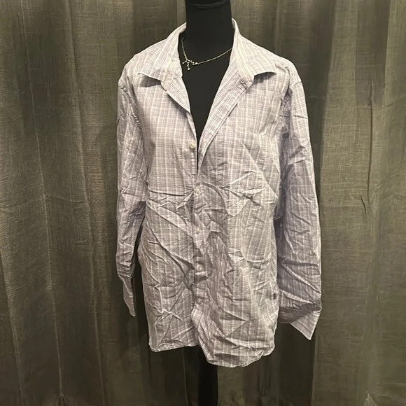 Blue and White Striped Calvin Klein Button Up - Picture 1 of 5